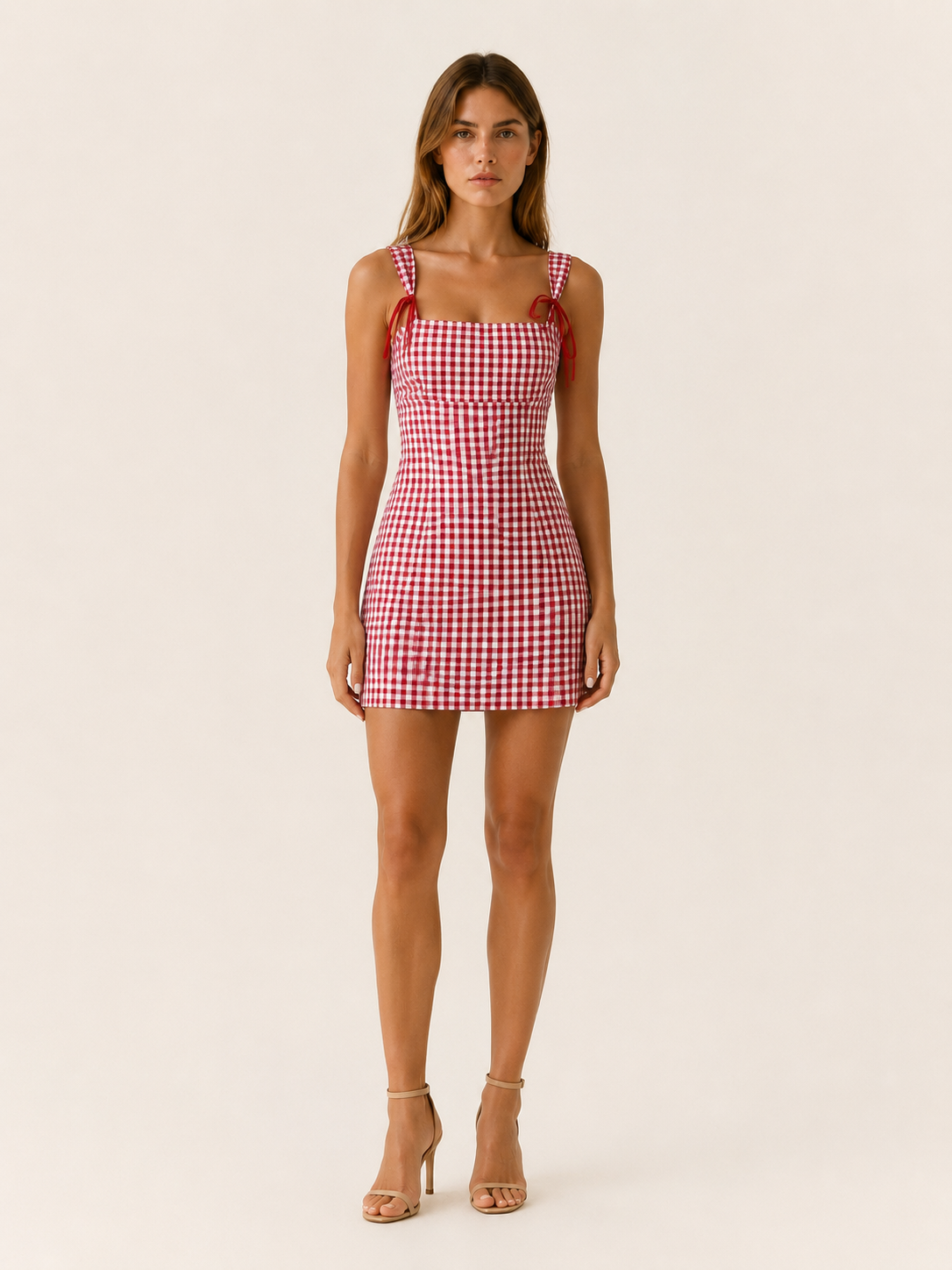 Gingham Mini Dress with Square Neck – Wanna