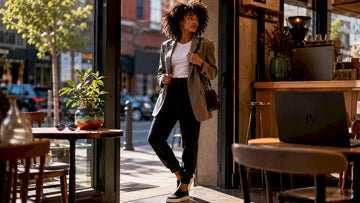 Young woman in relaxed tailored casual outfit