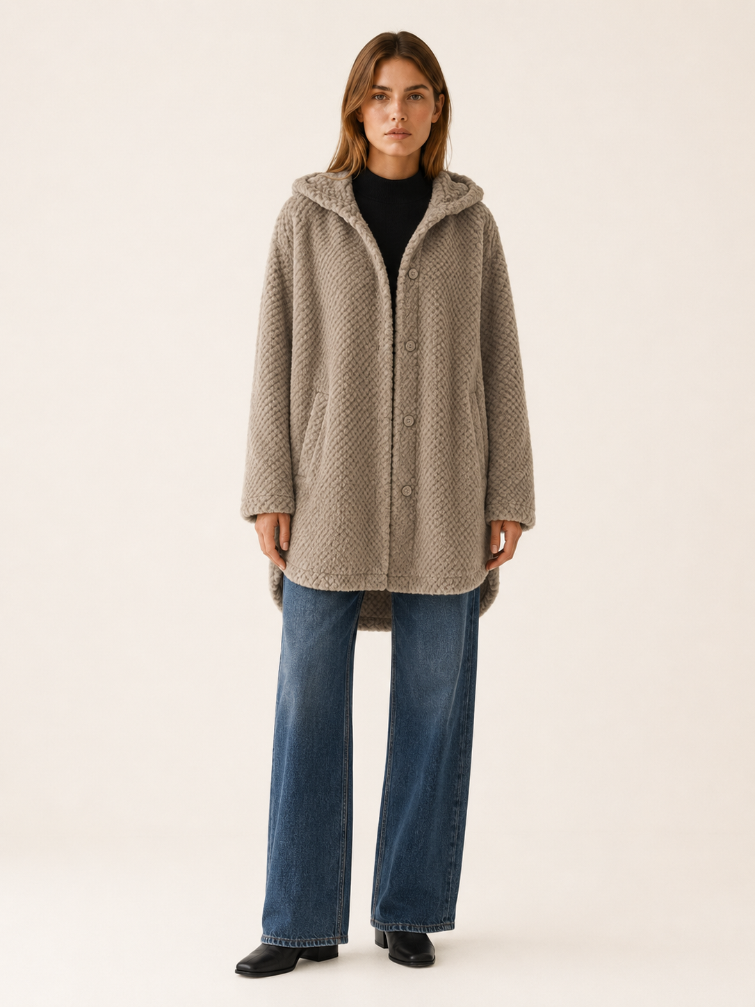 Etheldra | Women's Hooded Textured Winter Coat