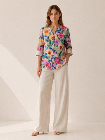 Clara | Floral Print Blouse | Button-Down Top