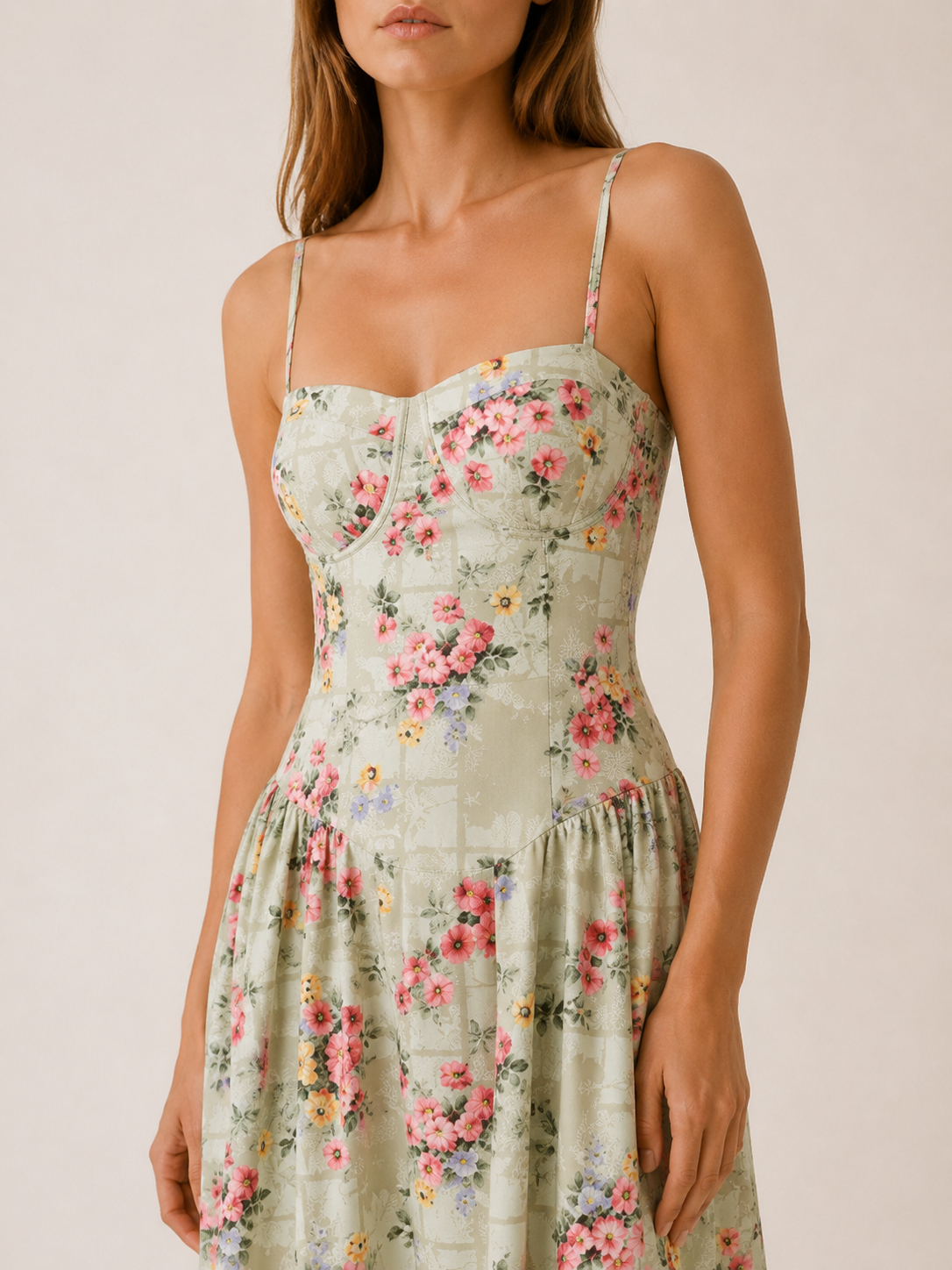 Mila | Corset Midi Dress with Sweetheart Neck