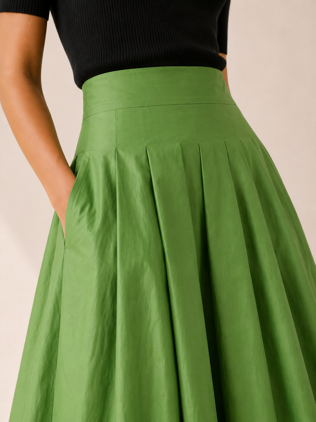 Sophia | High Waist Cotton Skirt with Pockets | Midi Skirt