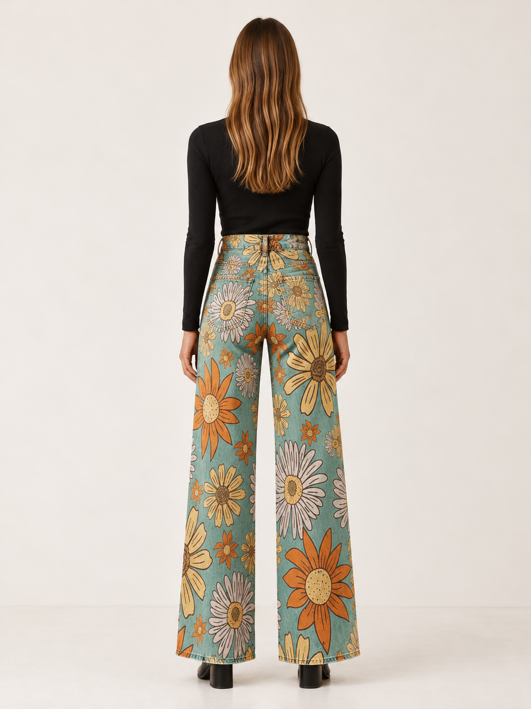 Kehlani | Women's Daisy Print Wide Leg Jeans Fall