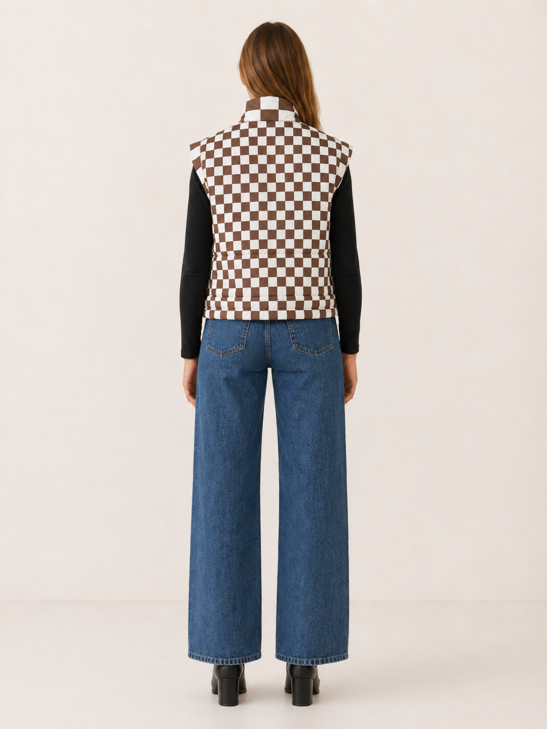 Holly | Women's Semi-Cropped Puffer Vest with Stand Collar