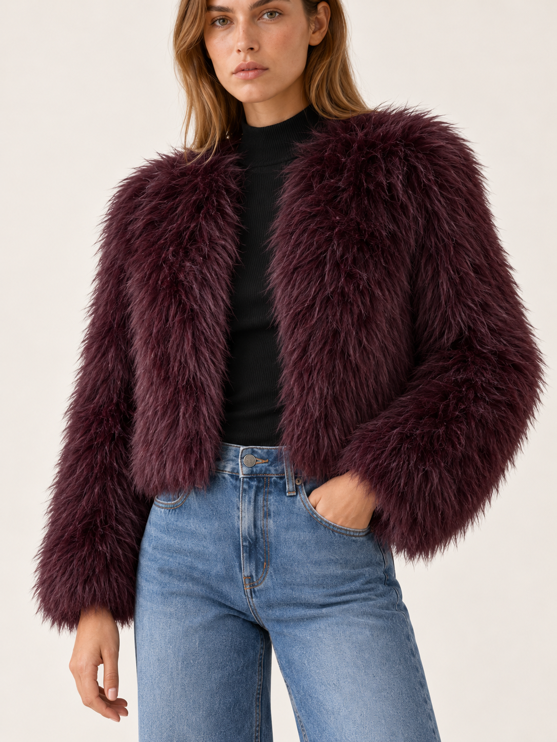 Adelaide | Women's Cropped Faux Fur Coat Winter Holiday Party
