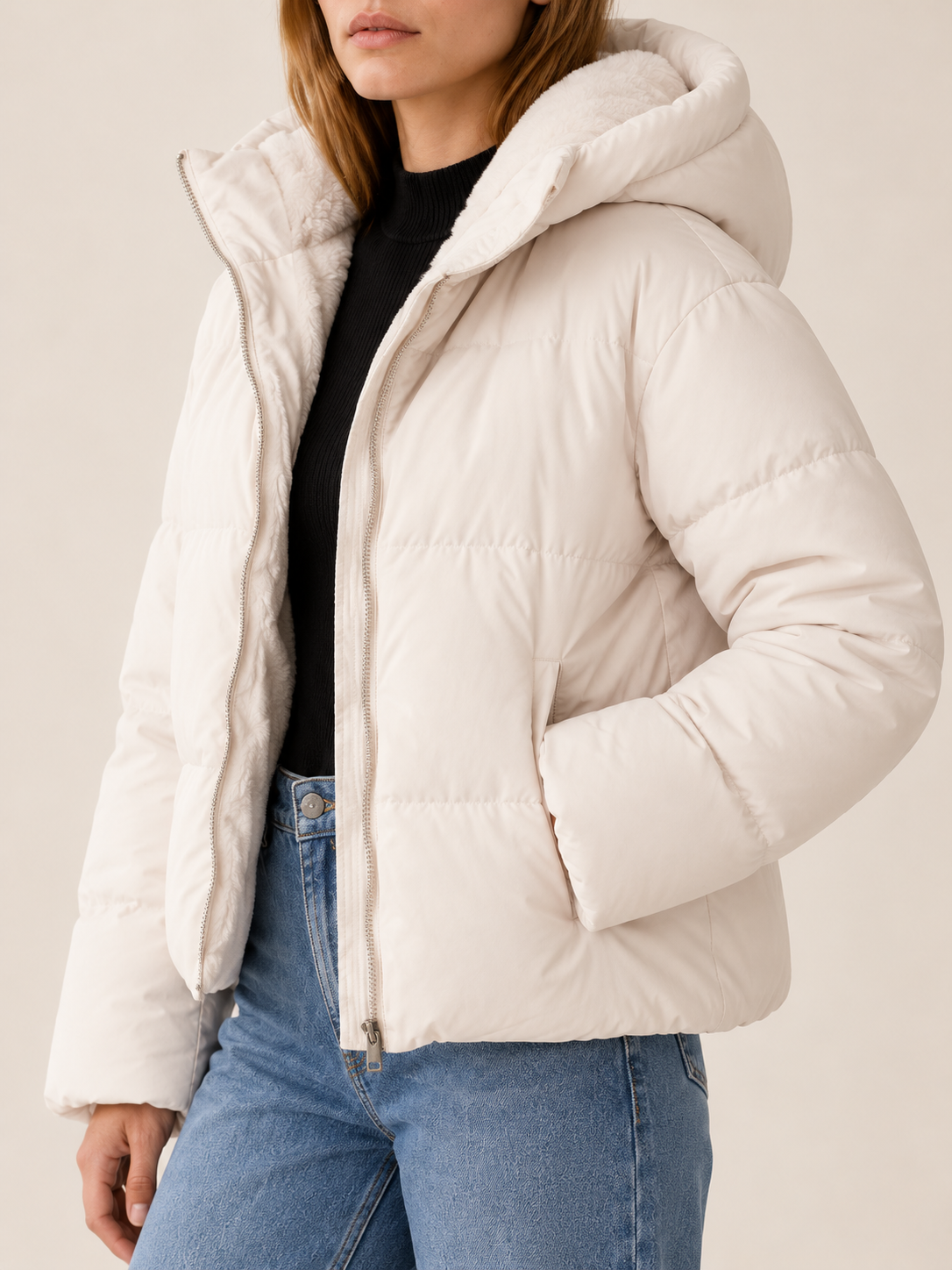Adelina | Women's Hooded Cropped Puffer Jacket Winter