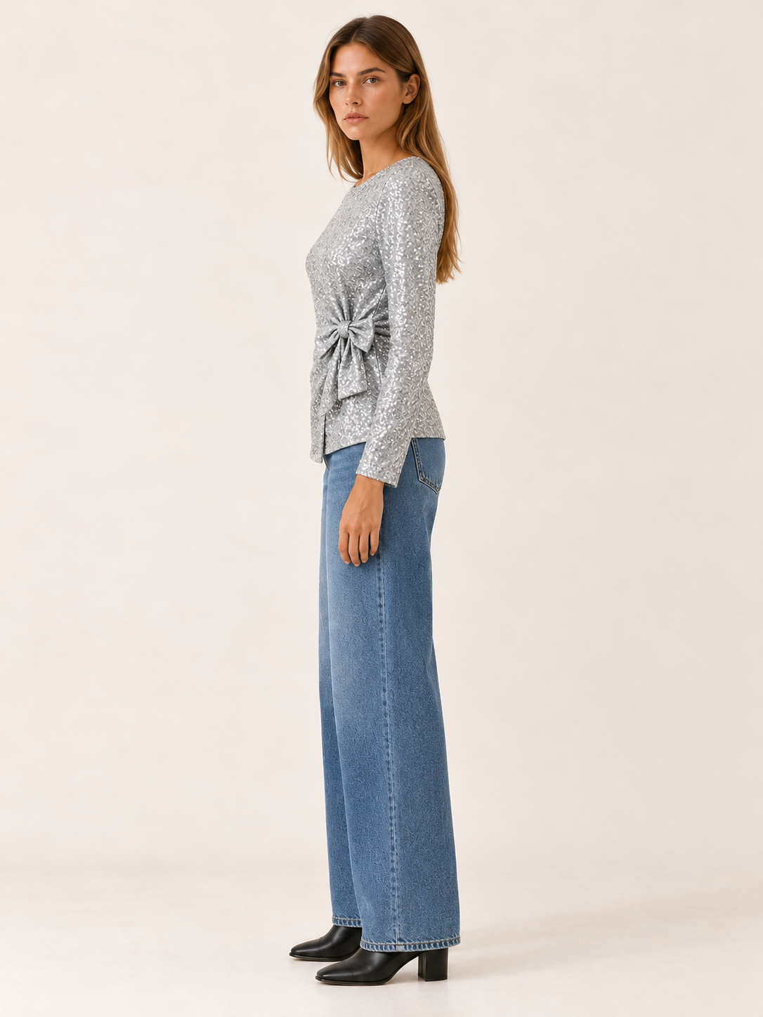 Aira | Women's Side Bow Sequin Top Fall Holiday Party