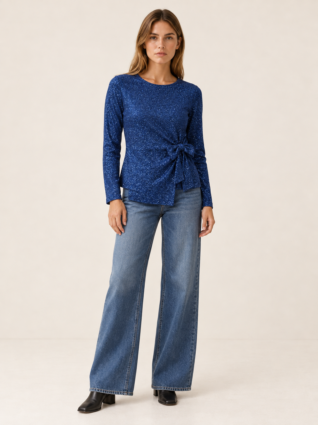 Aira | Women's Side Bow Sequin Top Fall Holiday Party