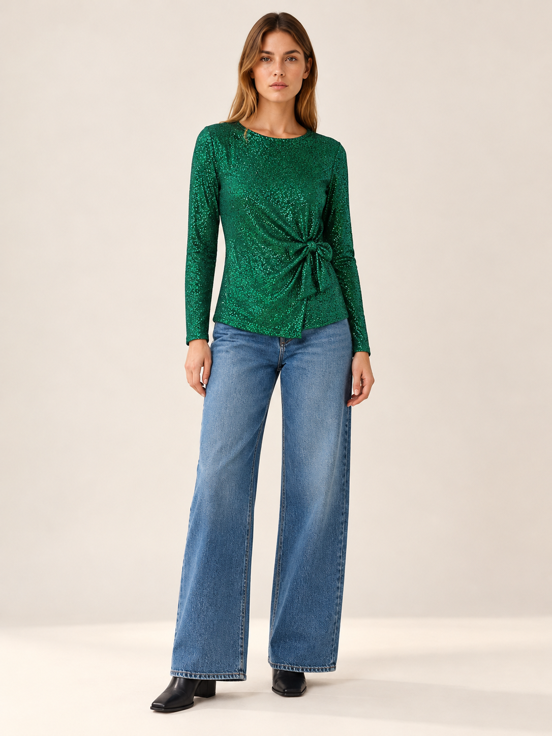 Aira | Women's Side Bow Sequin Top Fall Holiday Party