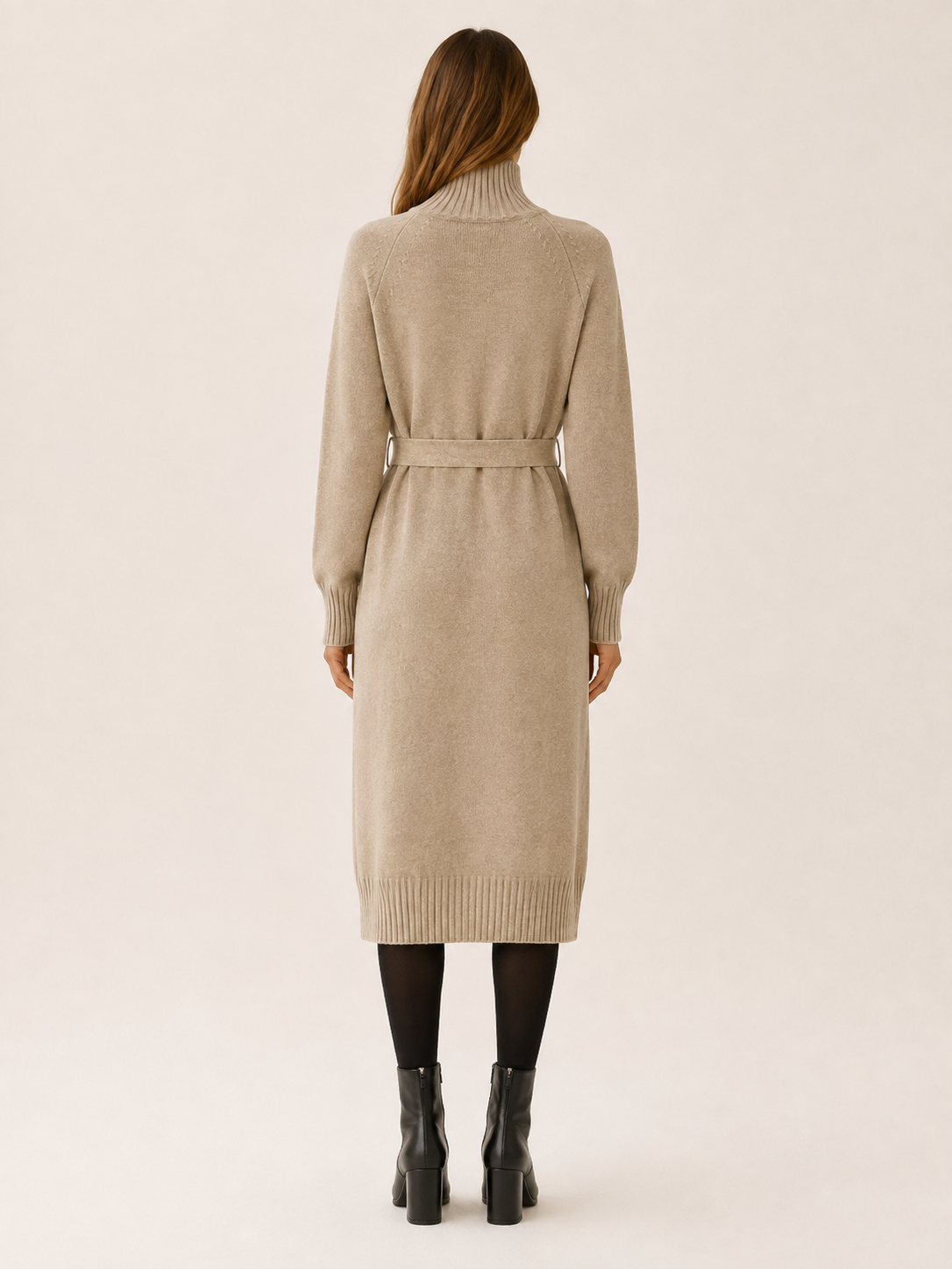 Aisling | Sweater Dress with Turtleneck and Tie Waist