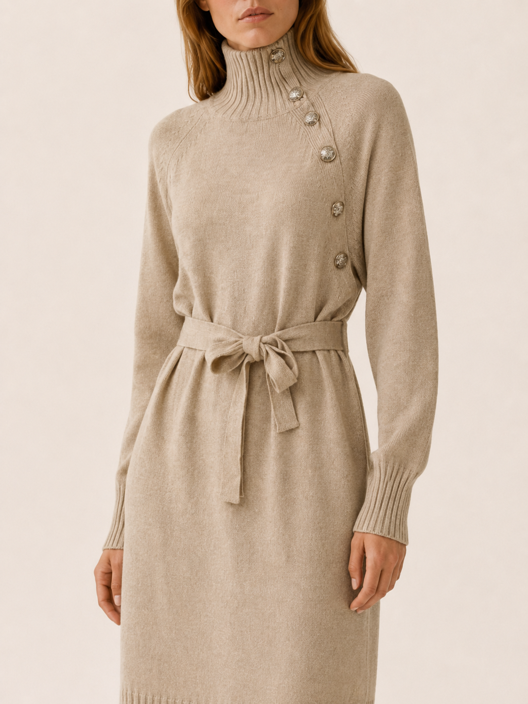 Aisling | Sweater Dress with Turtleneck and Tie Waist