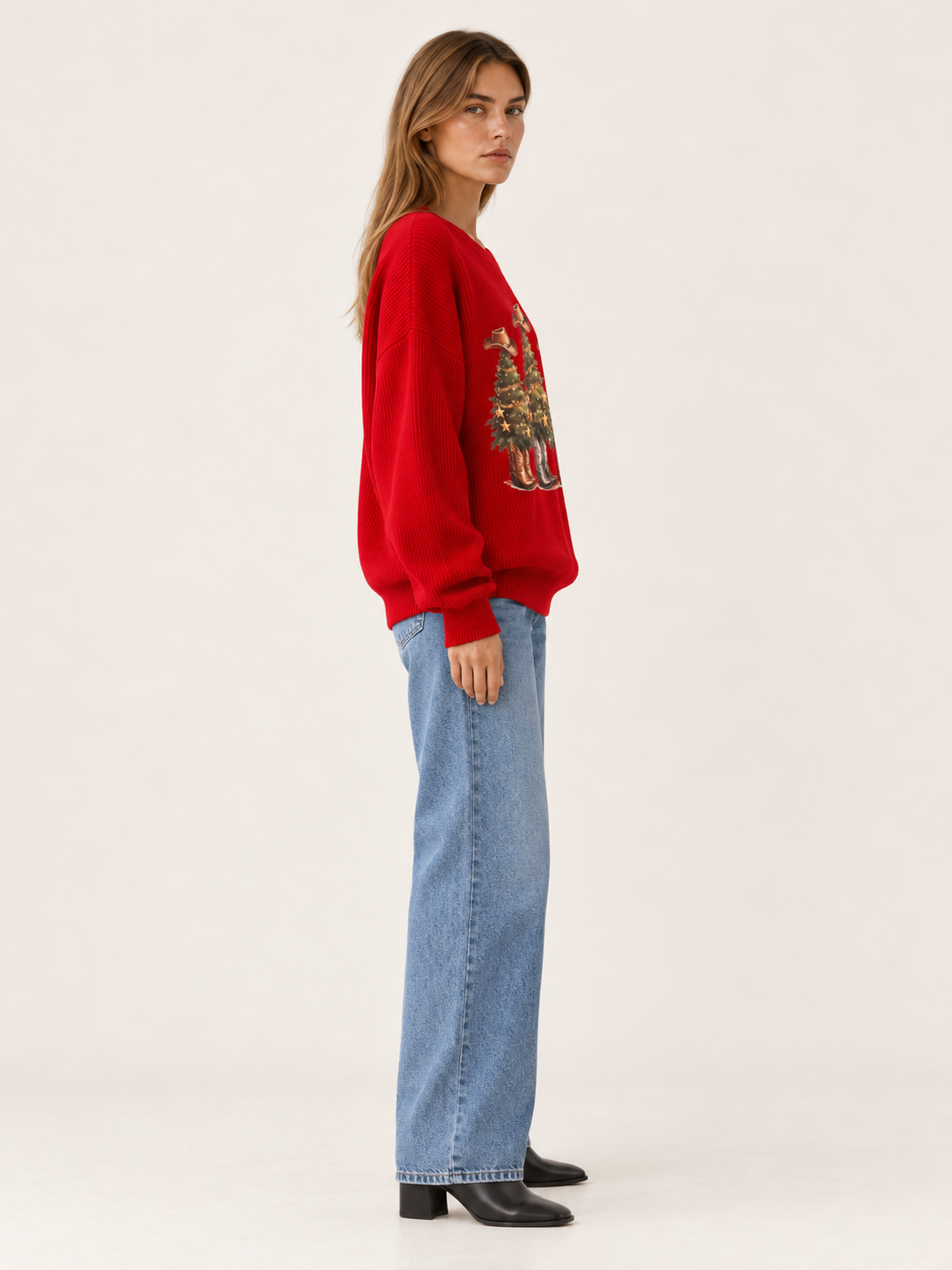 Alayah | Women's Western Ribbed Knit Christmas Sweater Winter Holiday Party