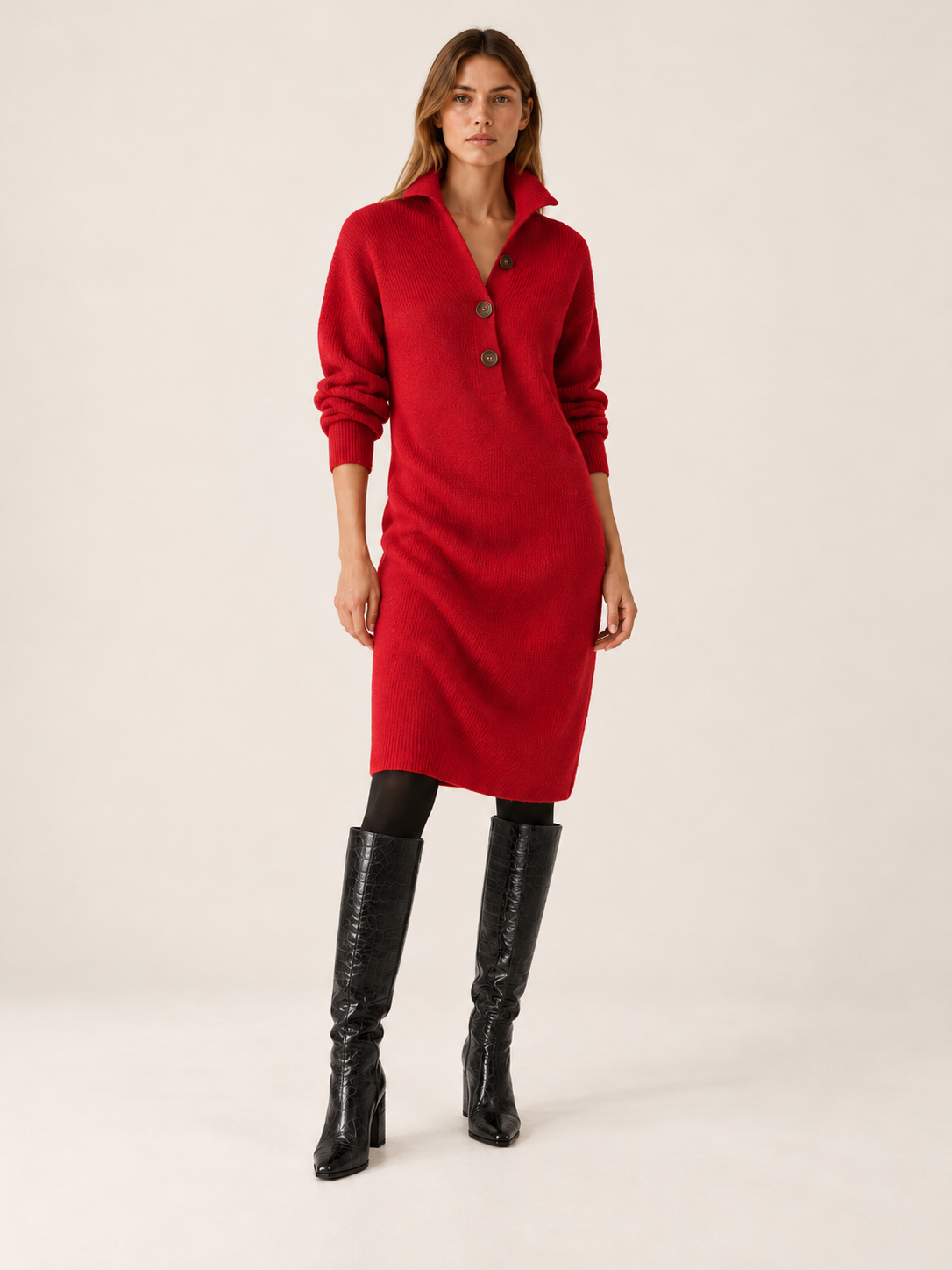 Albertina | Women's Midi Ribbed Knit Sweater Dress Fall Work