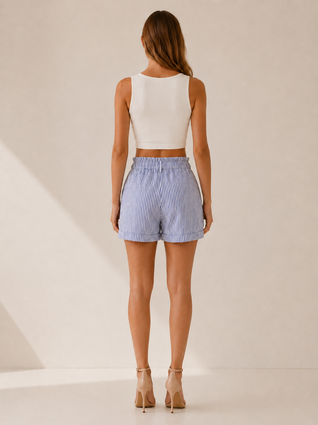 Alessa | Striped High Waist Shorts with Tailored Fit