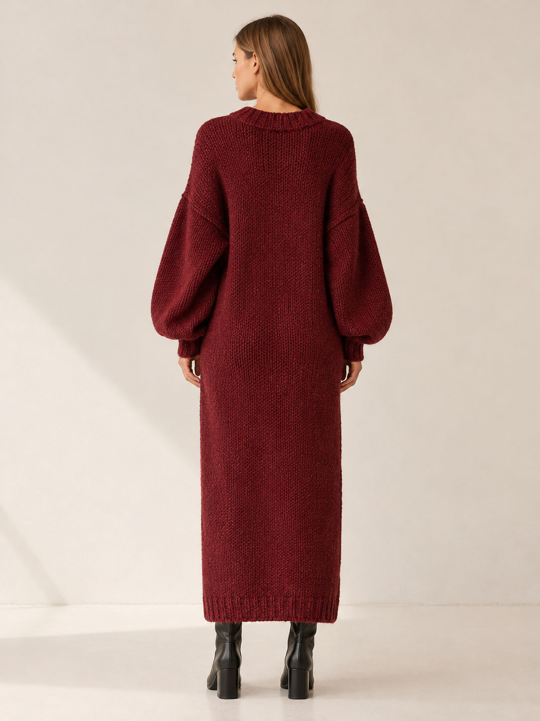 Alianna | Women's Balloon Sleeve Maxi Sweater Dress Winter