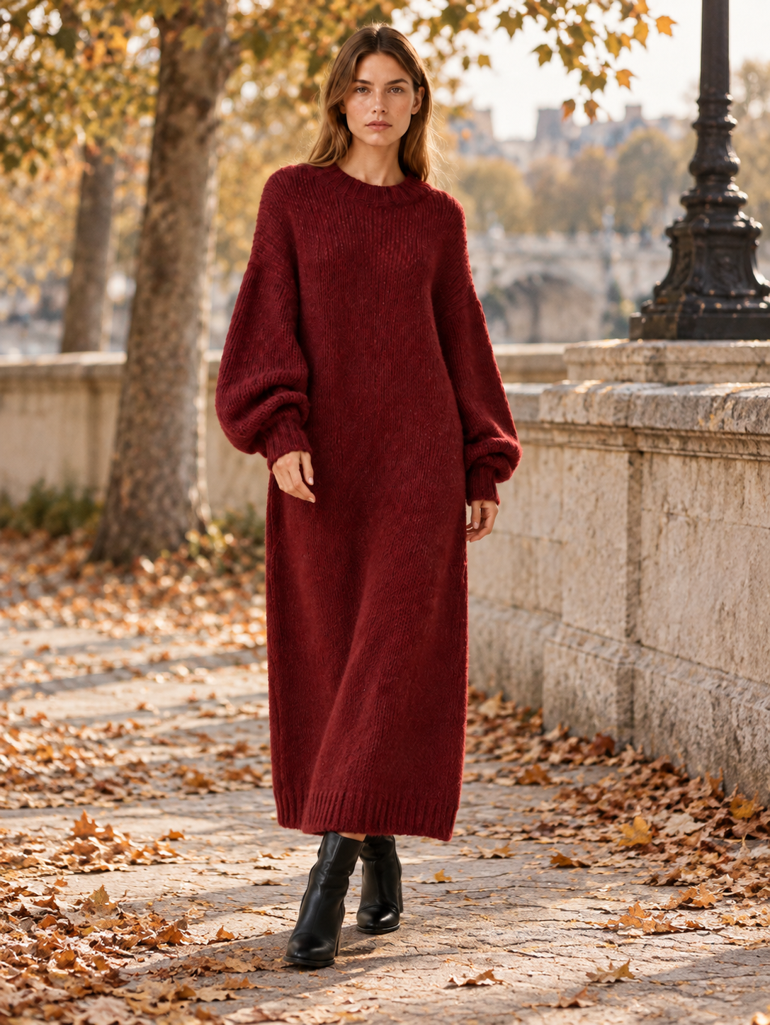 Alianna | Women's Balloon Sleeve Maxi Sweater Dress Winter
