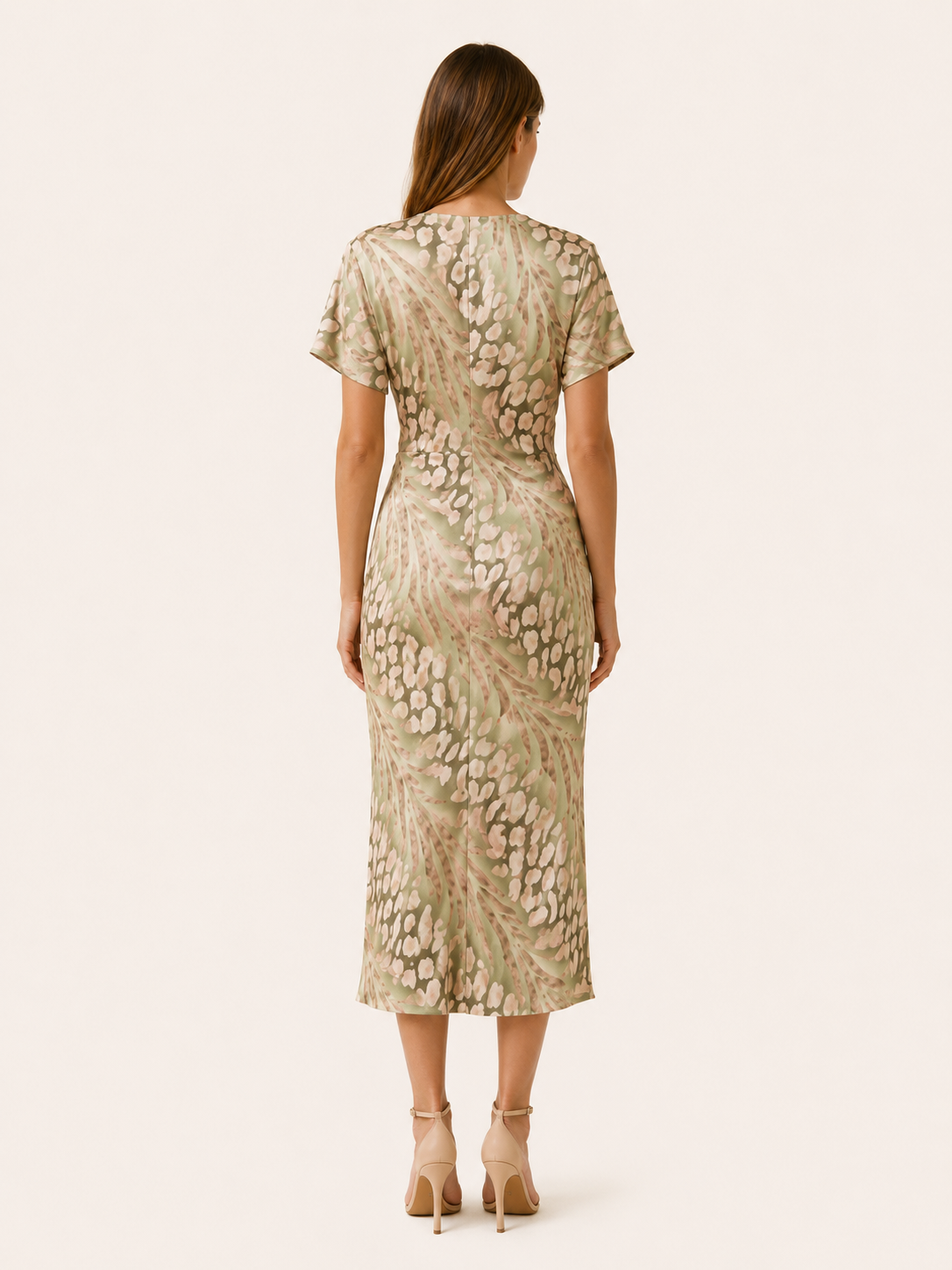 Alma | Floral Midi Dress with V Neck and Pleated Skirt