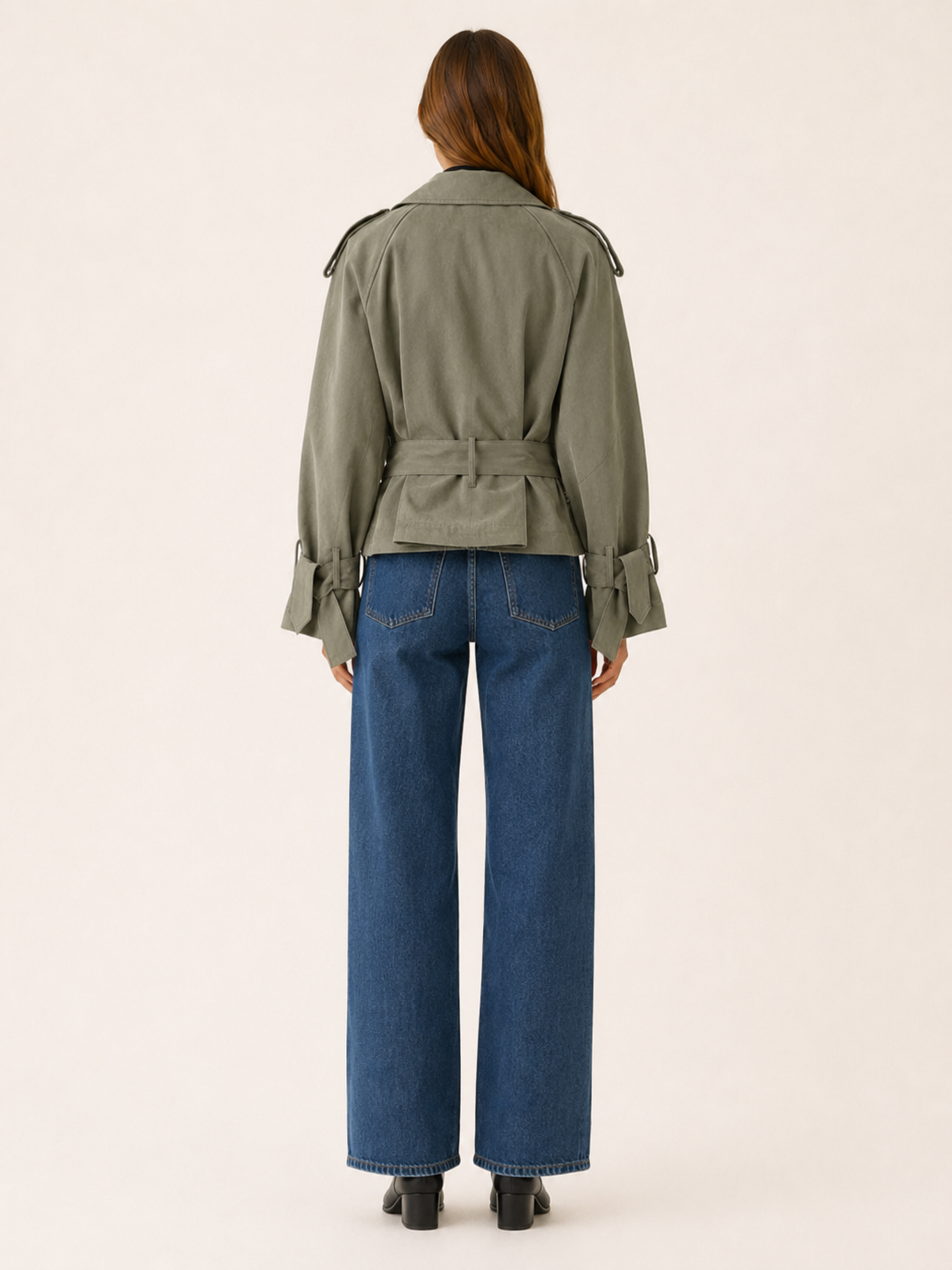 Althaea | Cropped Trench Jacket with Tie Waist and Wrap Front
