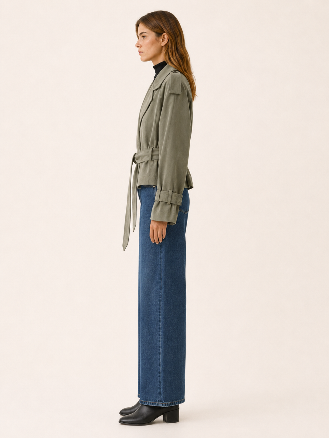Althaea | Cropped Trench Jacket with Tie Waist and Wrap Front
