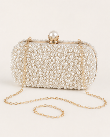Althea | Pearl Clutch Bag with Kiss Lock Closure