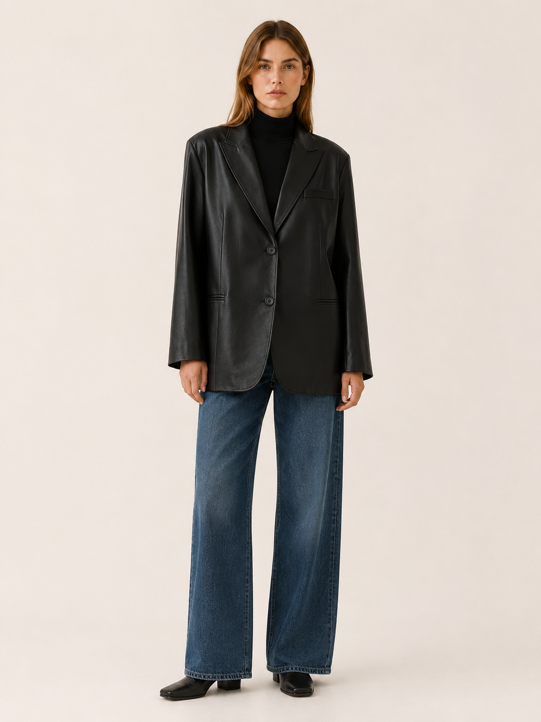Amandine | Oversized Blazer with Longline Fit and Notched Lapels