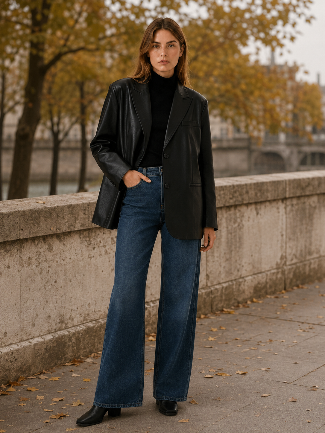 Amandine | Oversized Blazer with Longline Fit and Notched Lapels