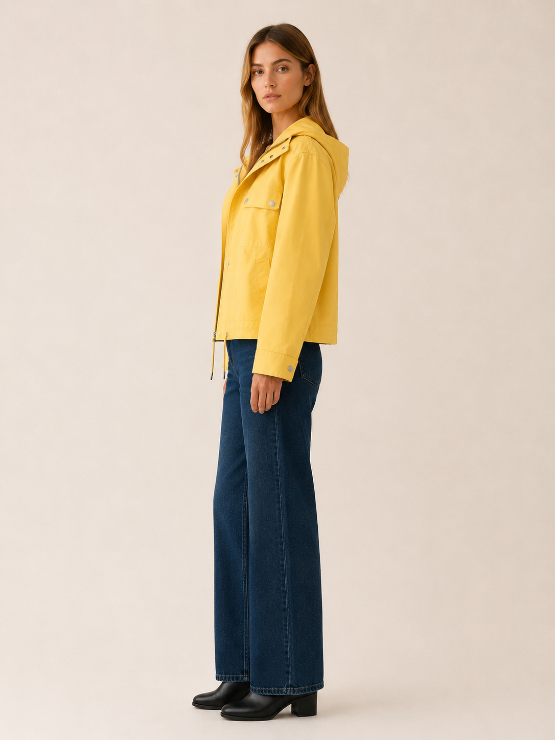 Amaris | Biker Jacket with Drawstring Hem and Asymmetric Zip