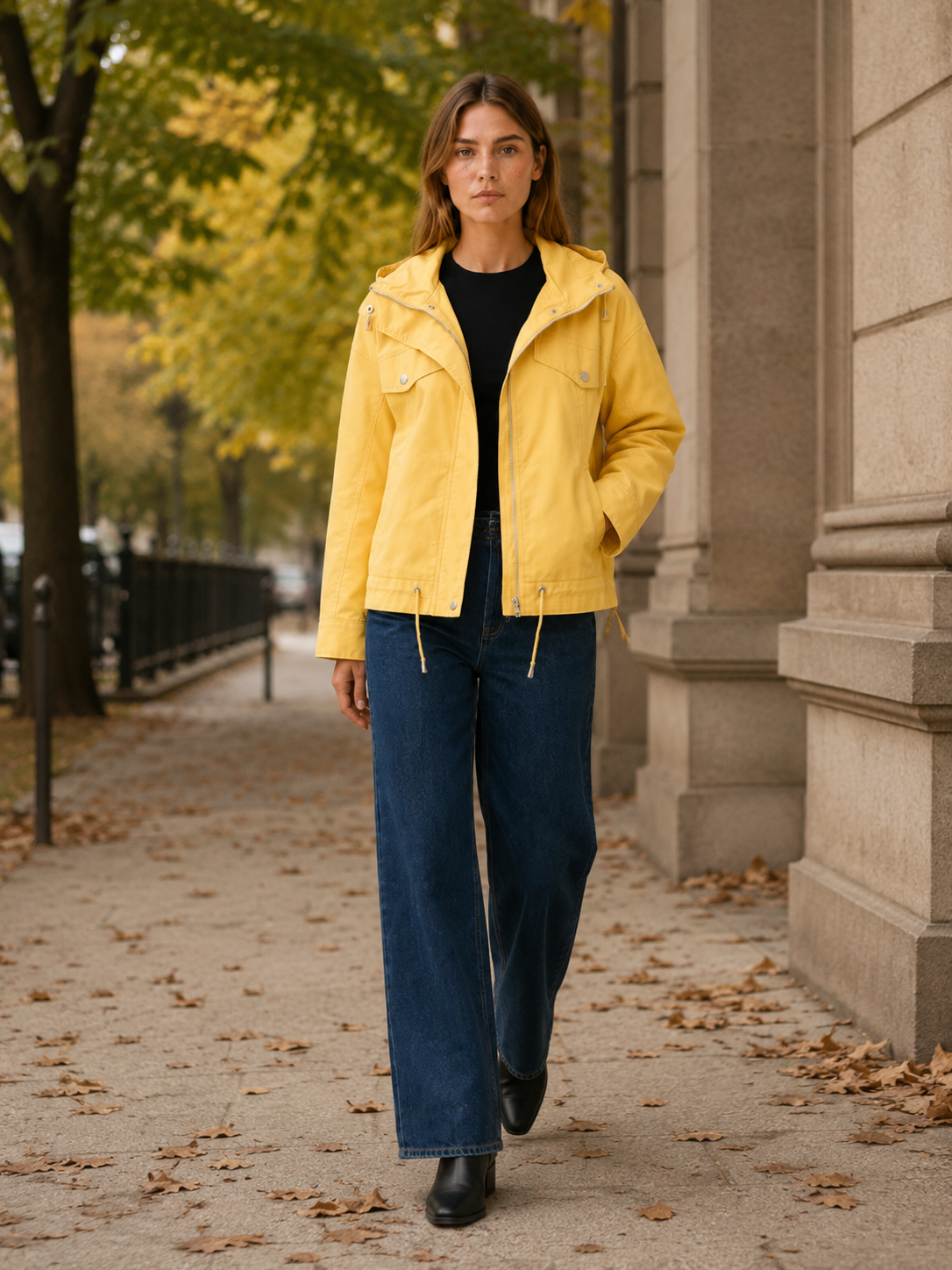 Amaris | Biker Jacket with Drawstring Hem and Asymmetric Zip