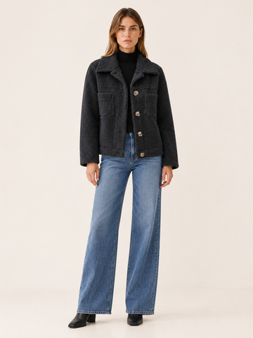 Amira | Women's Button Front Sherpa Jacket Winter