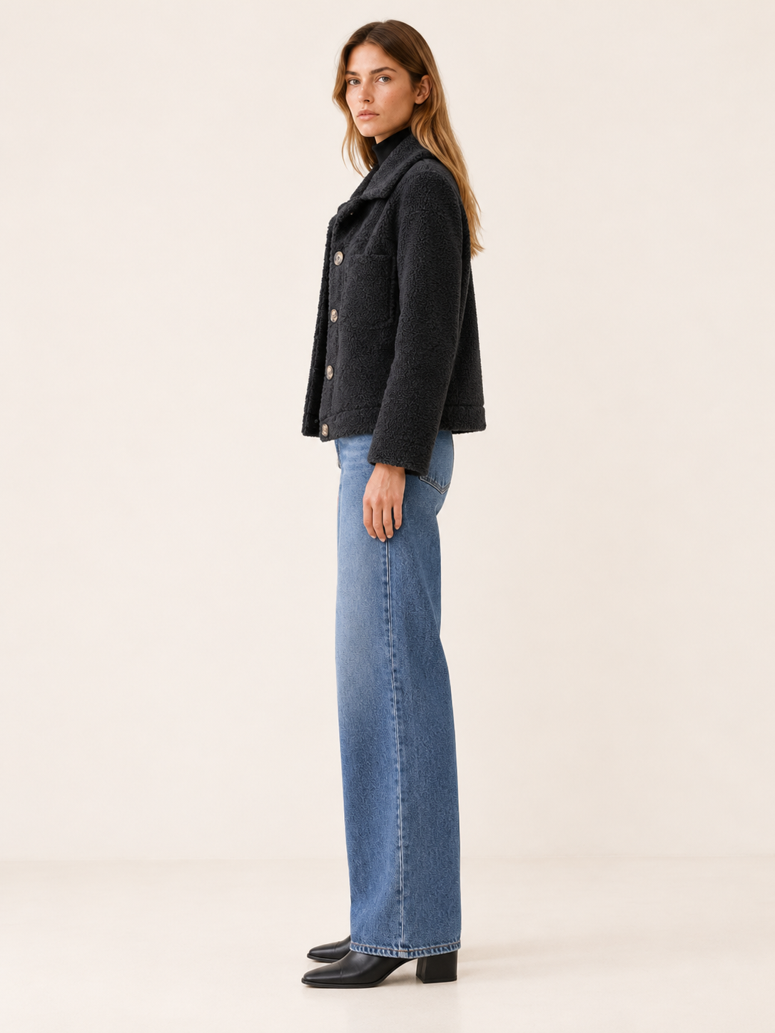 Amira | Women's Button Front Sherpa Jacket Winter