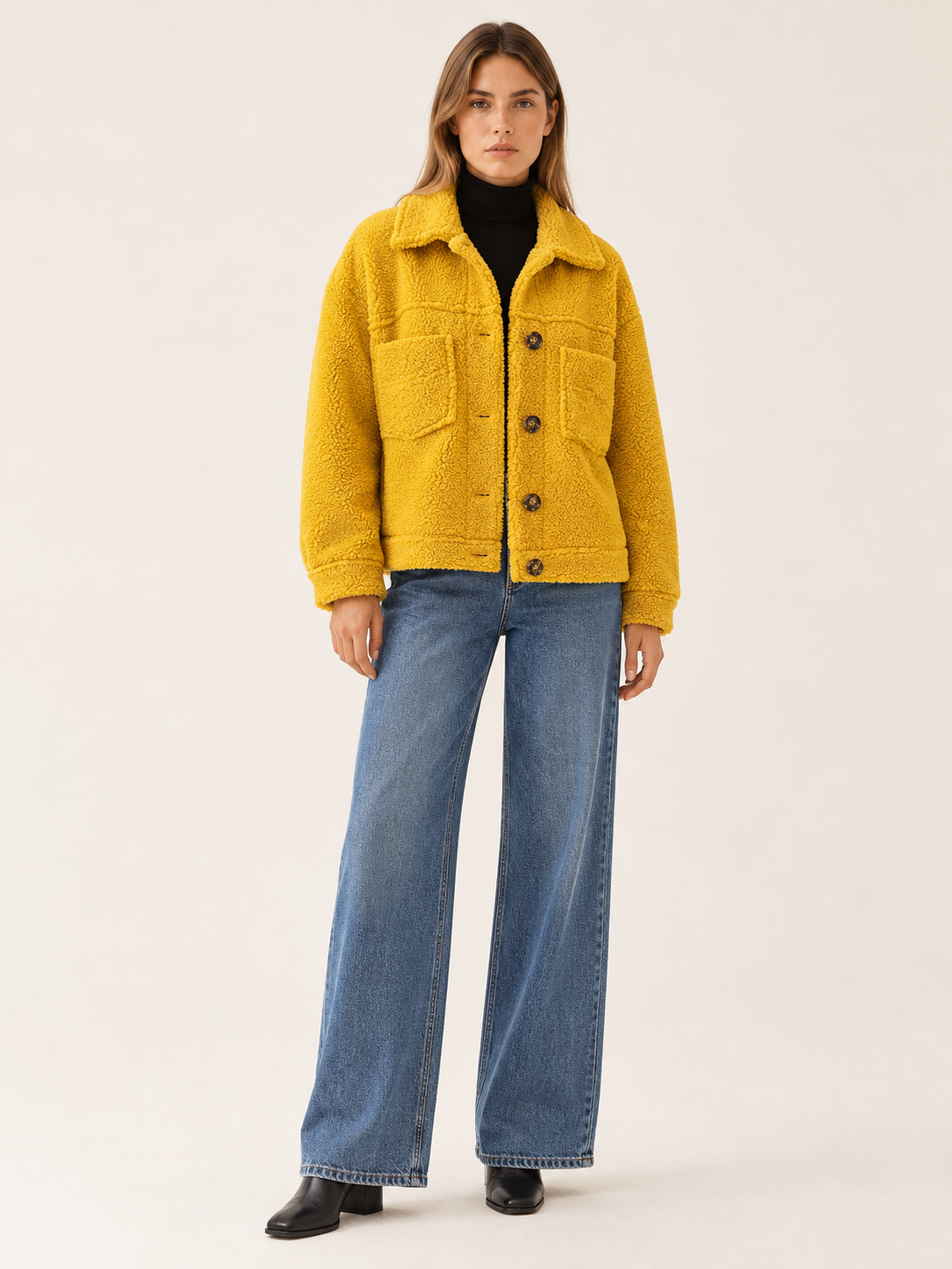 Amira | Women's Button Front Sherpa Jacket Winter