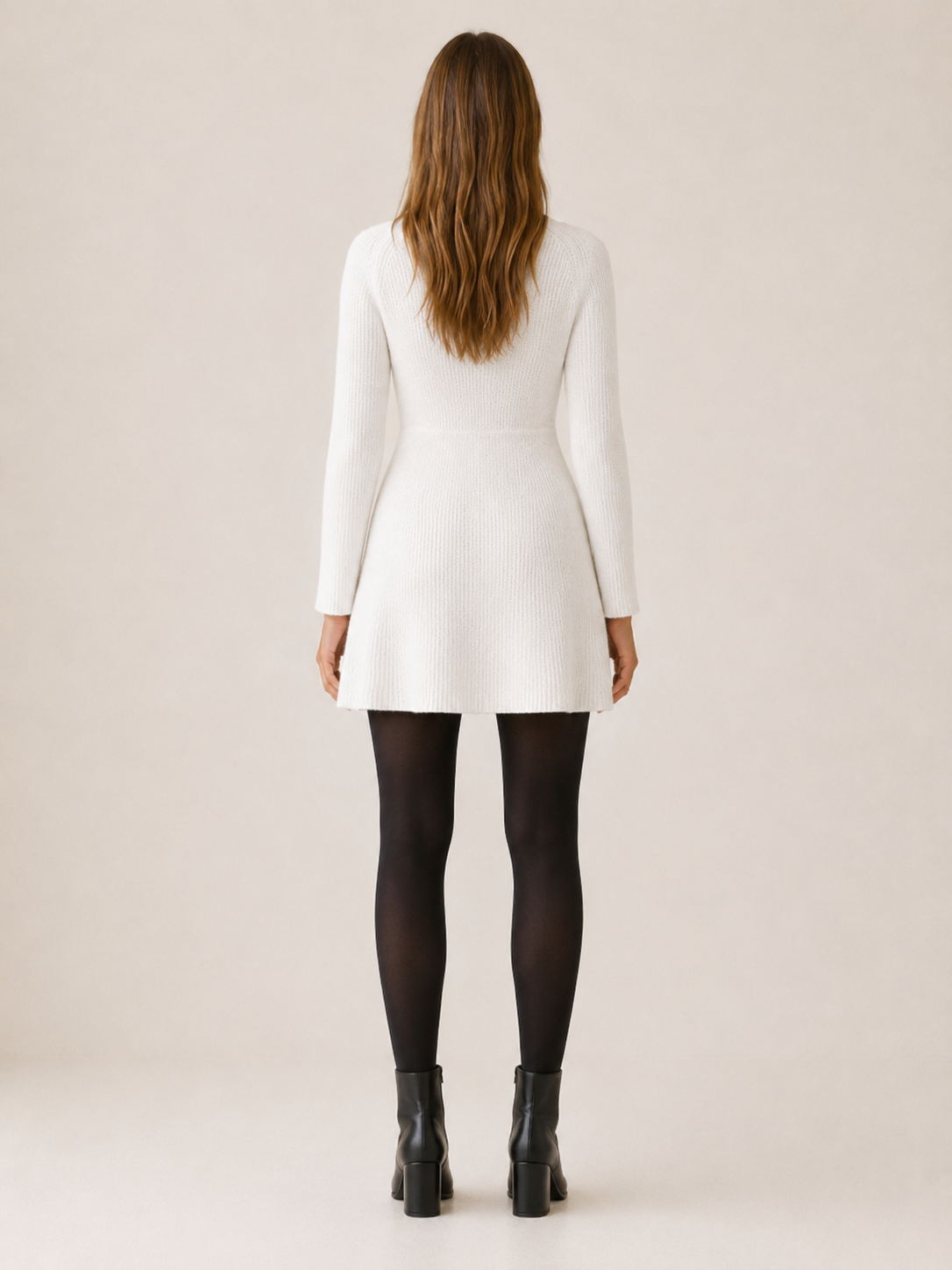 Amoret | Sweater Dress with Button Front and V-Neck
