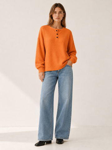 Anne | Women's Oversized Waffle Knit Sweatshirt Fall