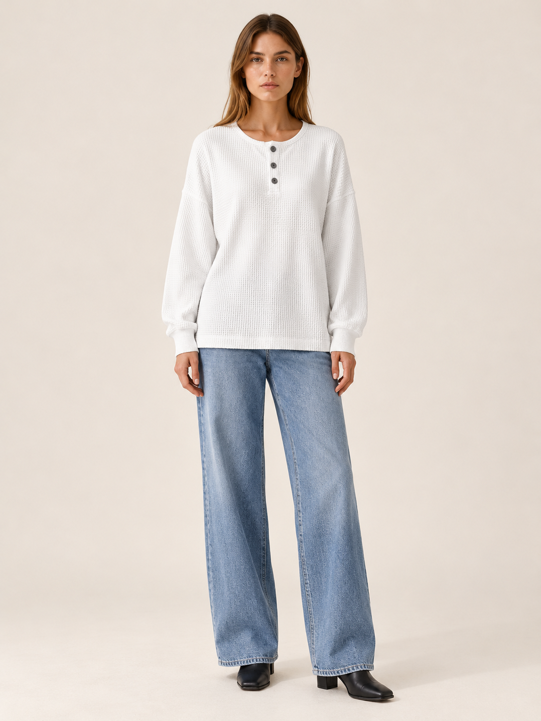 Anne | Women's Oversized Waffle Knit Sweatshirt Fall