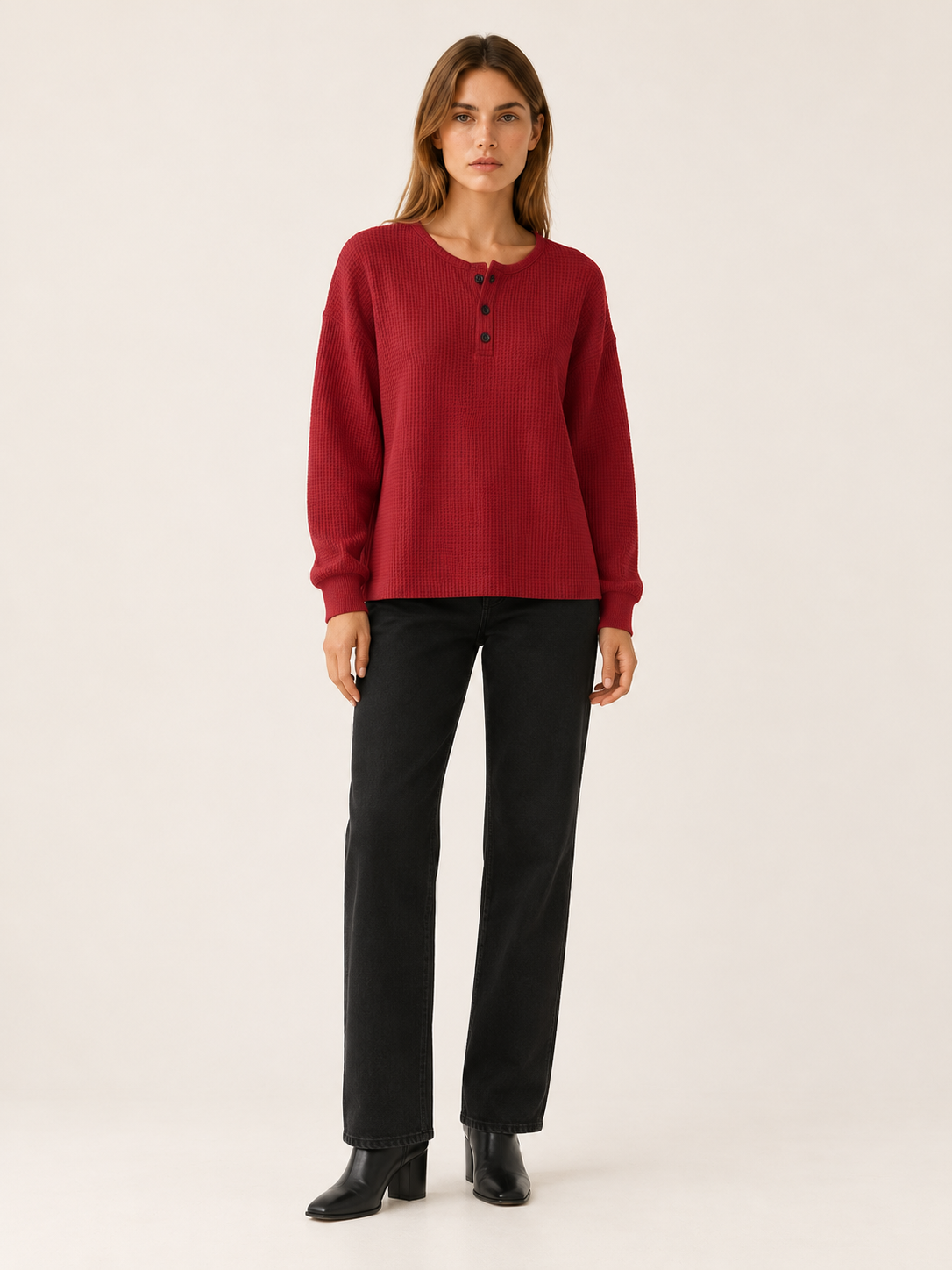 Anne | Women's Oversized Waffle Knit Sweatshirt Fall