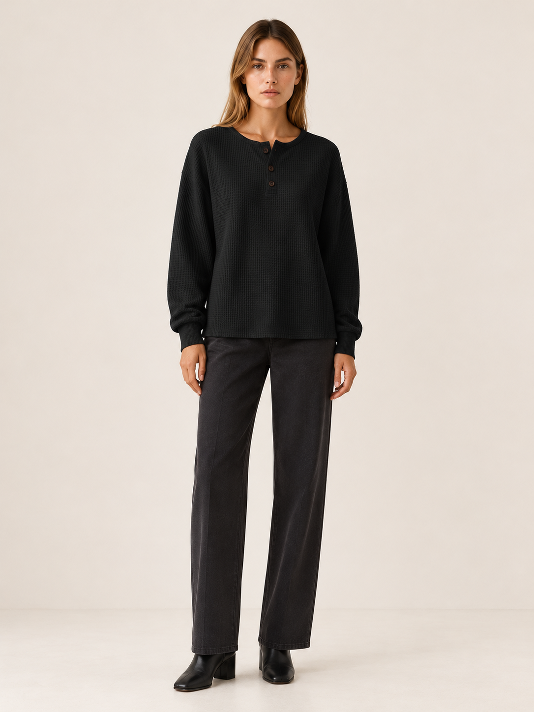 Anne | Women's Oversized Waffle Knit Sweatshirt Fall