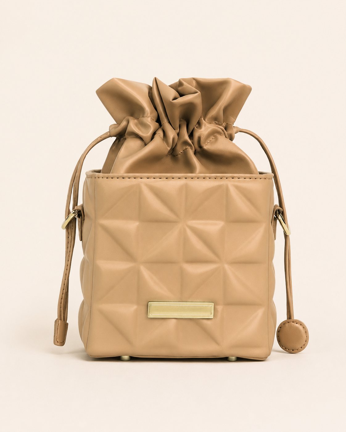 Anselma | Quilted Crossbody Bag with Drawstring Top