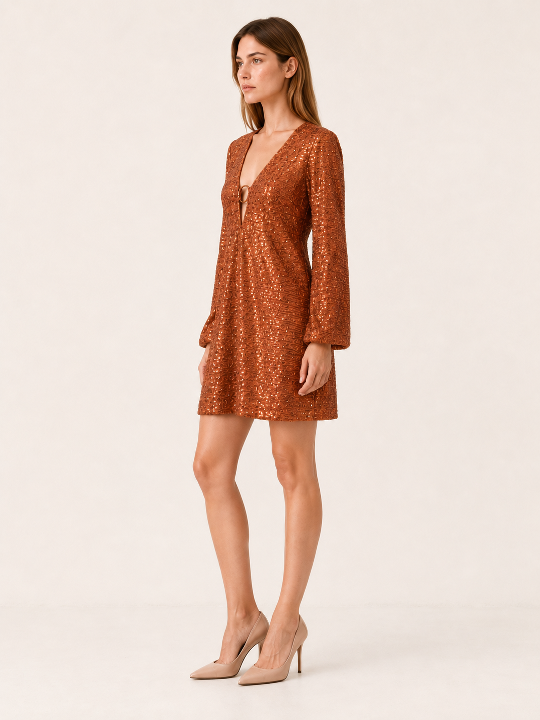Anya | Sequin Mini Dress with Ring Detail