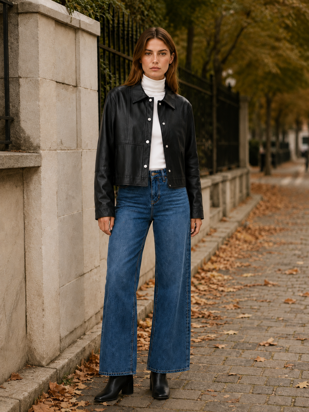Apolline | Cropped Jacket with Snap Front and Pointed Collar