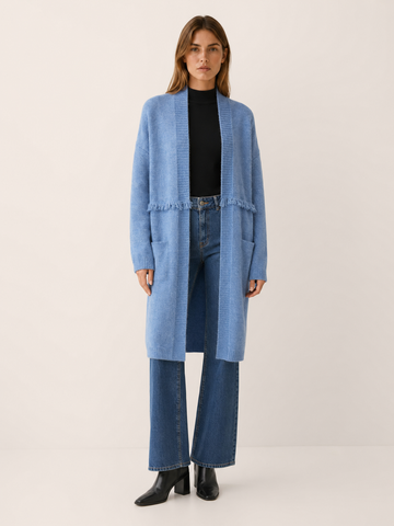 Apolline | Long Cardigan with Open Front and Pockets