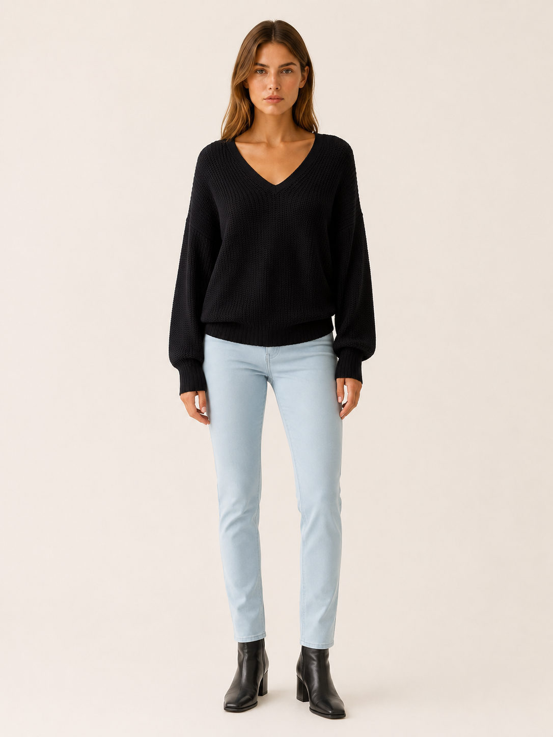 Ardessa | V Neck Sweater with Dropped Shoulders and Relaxed Fit