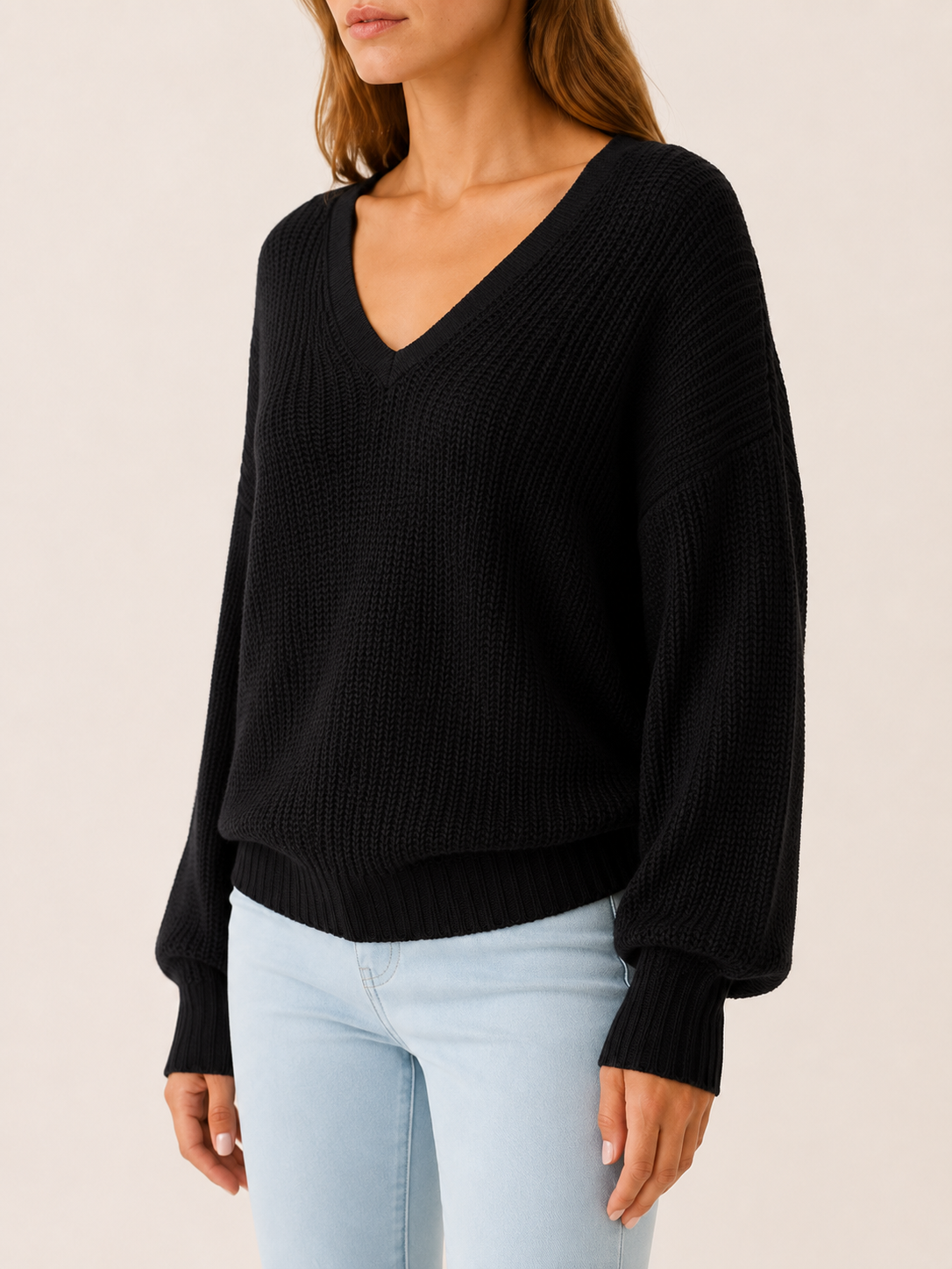 Ardessa | V Neck Sweater with Dropped Shoulders and Relaxed Fit