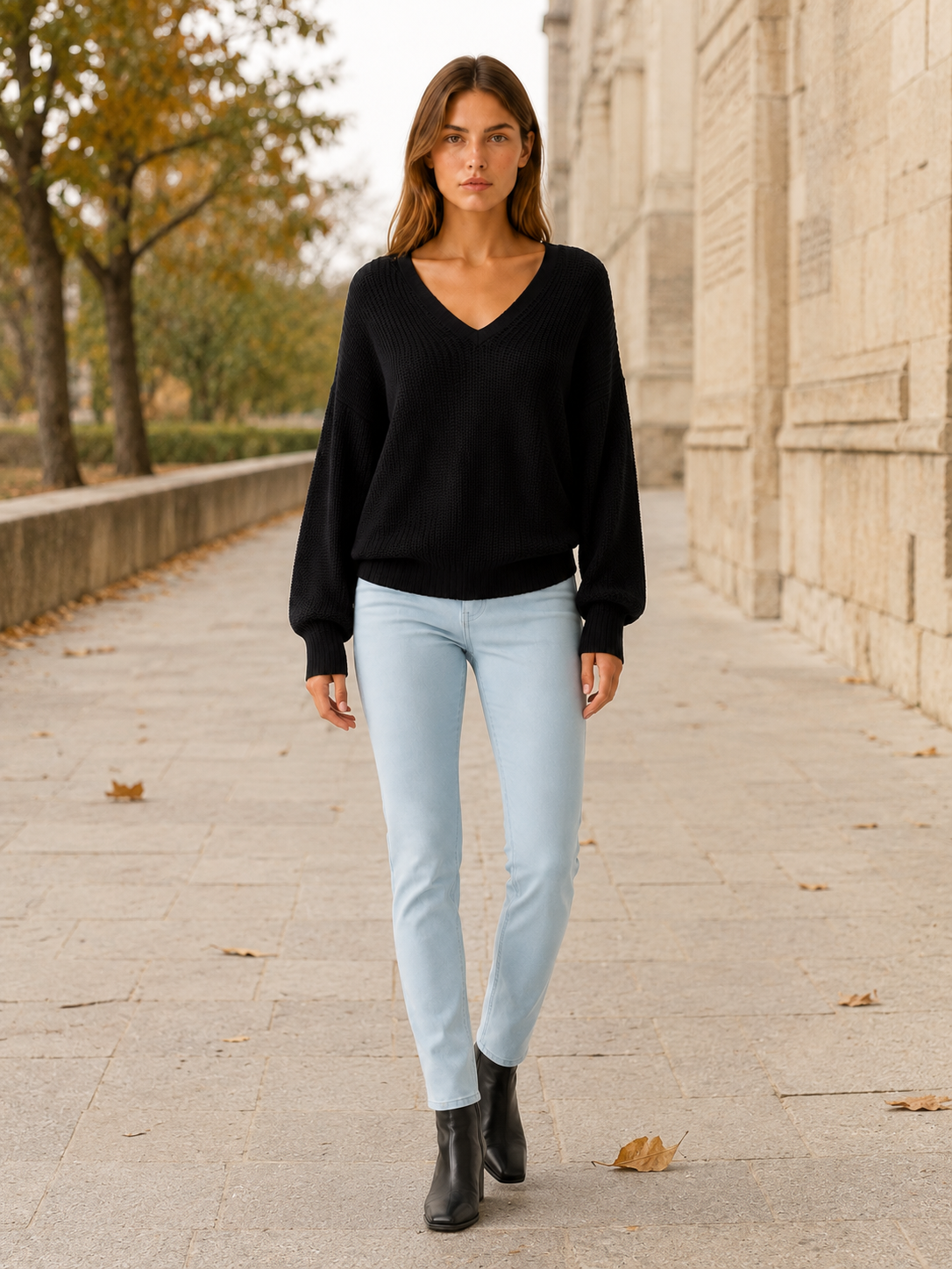 Ardessa | V Neck Sweater with Dropped Shoulders and Relaxed Fit