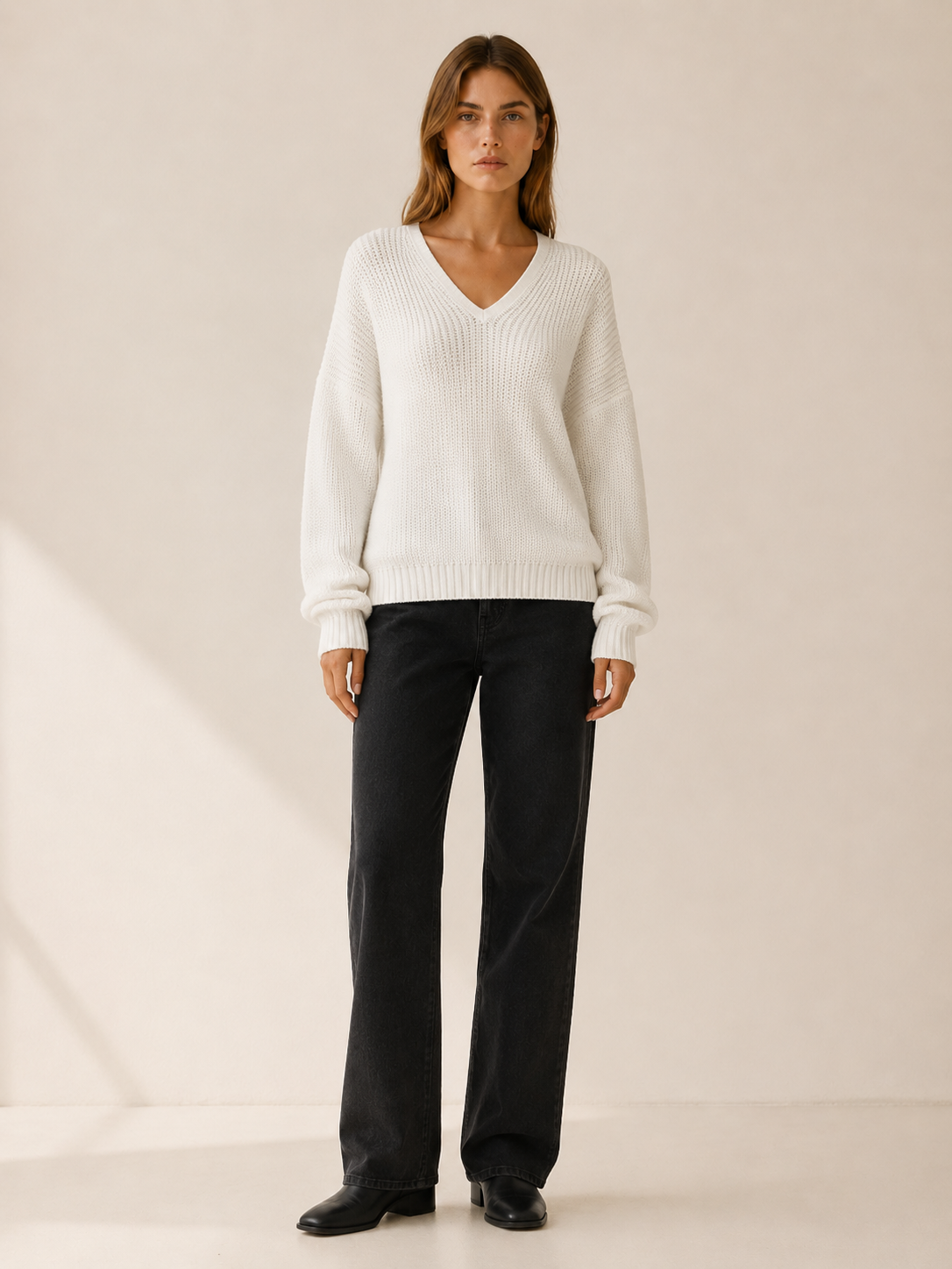 Ardessa | V Neck Sweater with Dropped Shoulders and Relaxed Fit