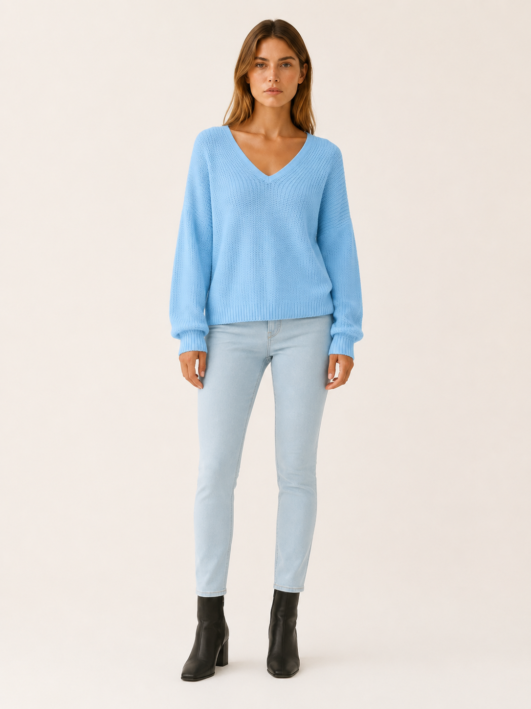 Ardessa | V Neck Sweater with Dropped Shoulders and Relaxed Fit