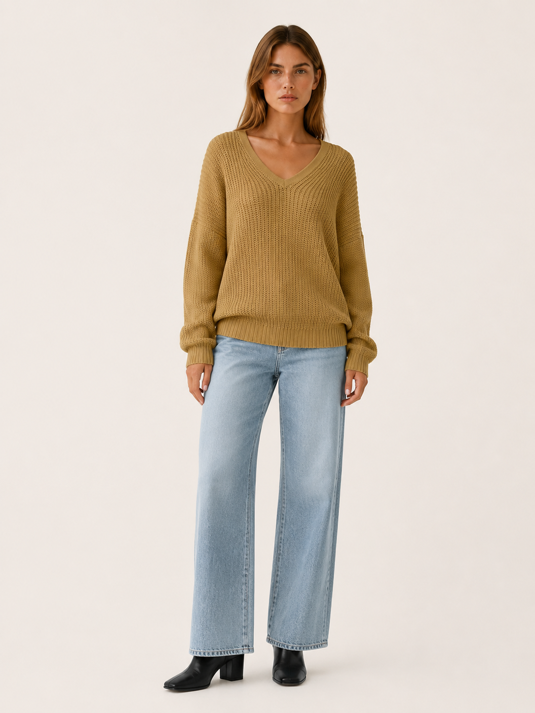 Ardessa | V Neck Sweater with Dropped Shoulders and Relaxed Fit