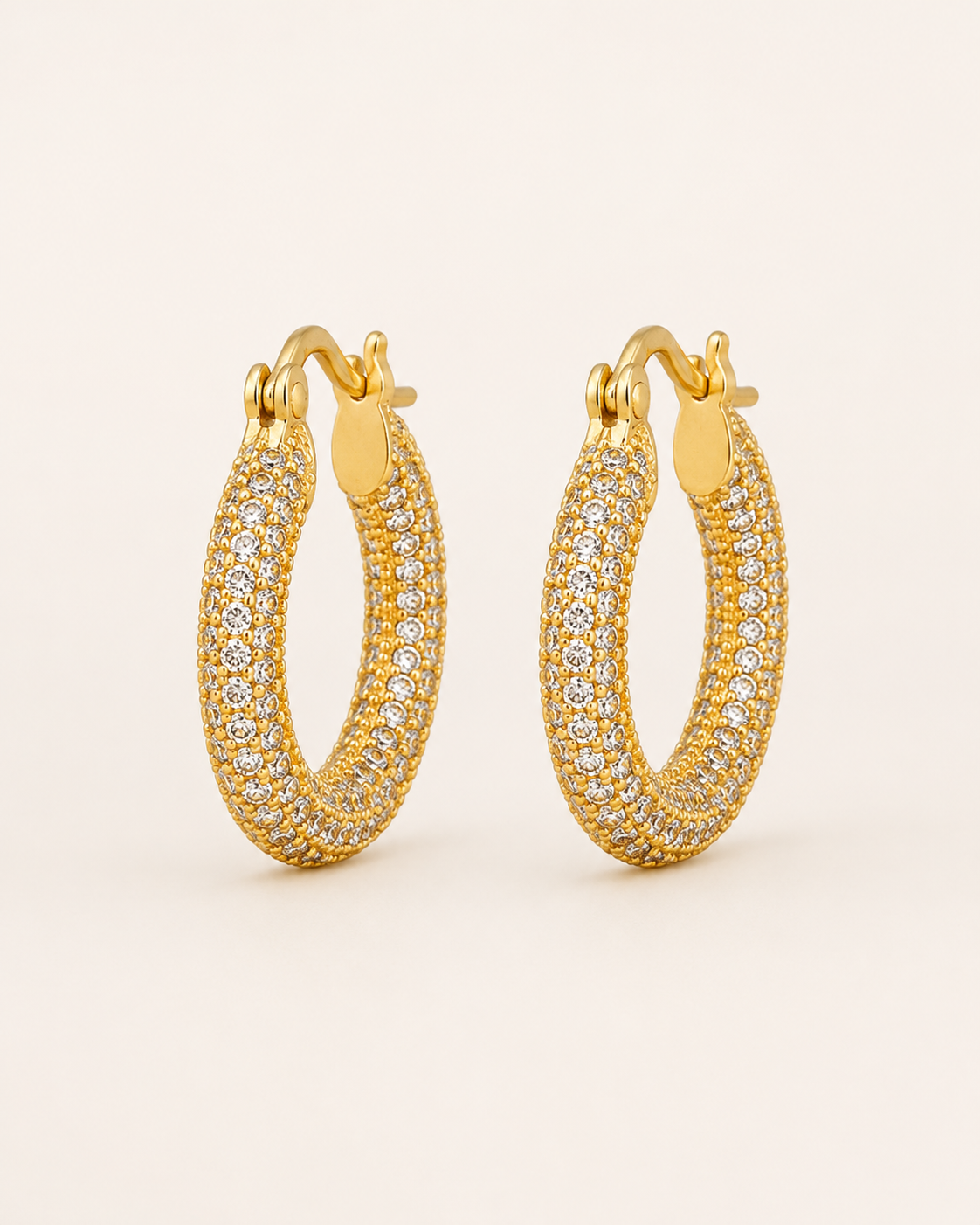 Astrid | Crystal Hoop Earrings with Gold Finish