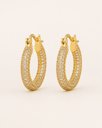 Astrid | Crystal Hoop Earrings with Gold Finish