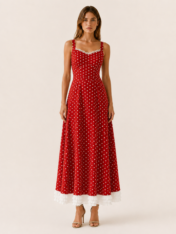 Aurette | Lace Chiffon Maxi Dress with Patchwork Detail Sundress