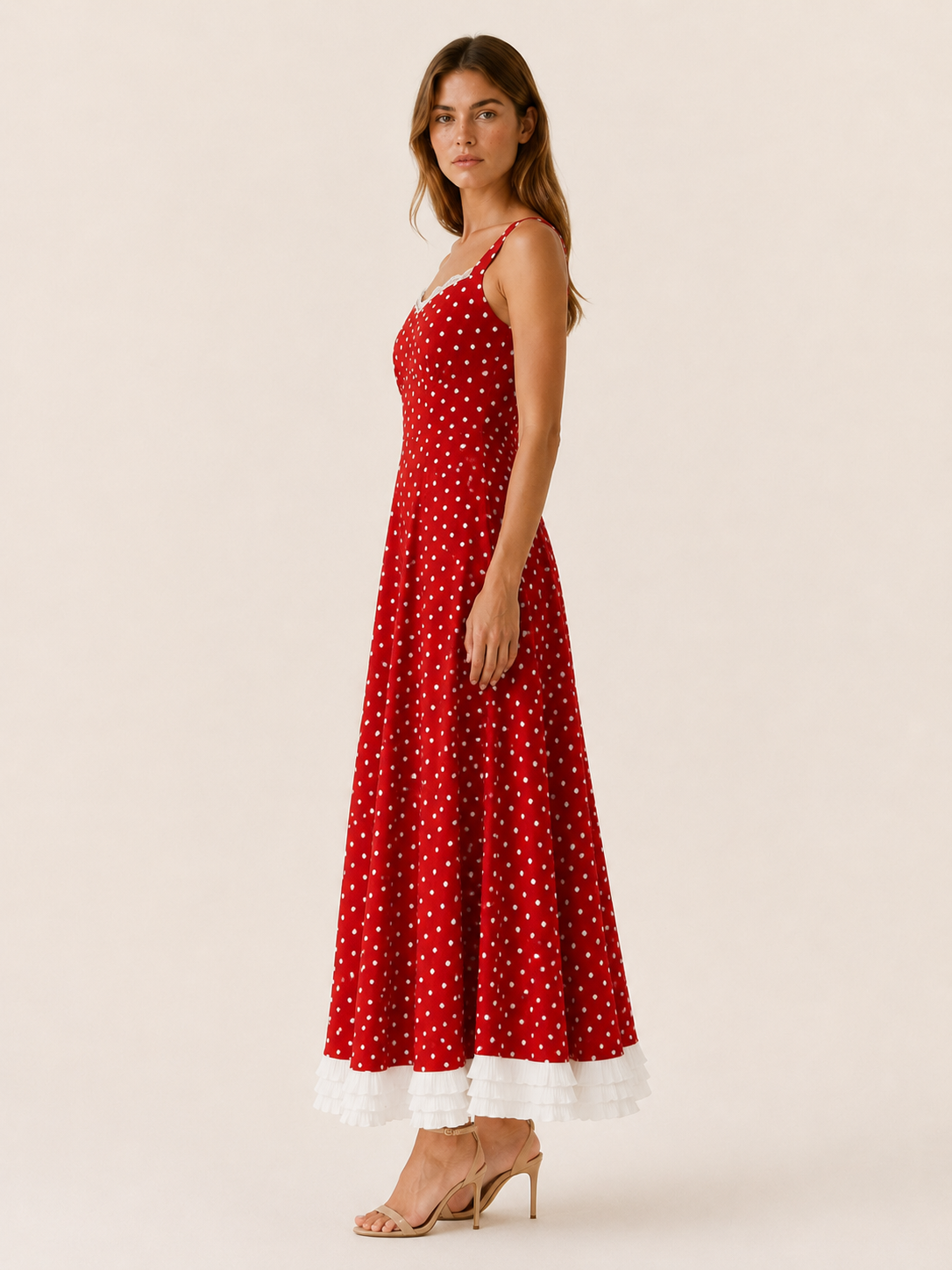 Aurette | Lace Chiffon Maxi Dress with Patchwork Detail Sundress